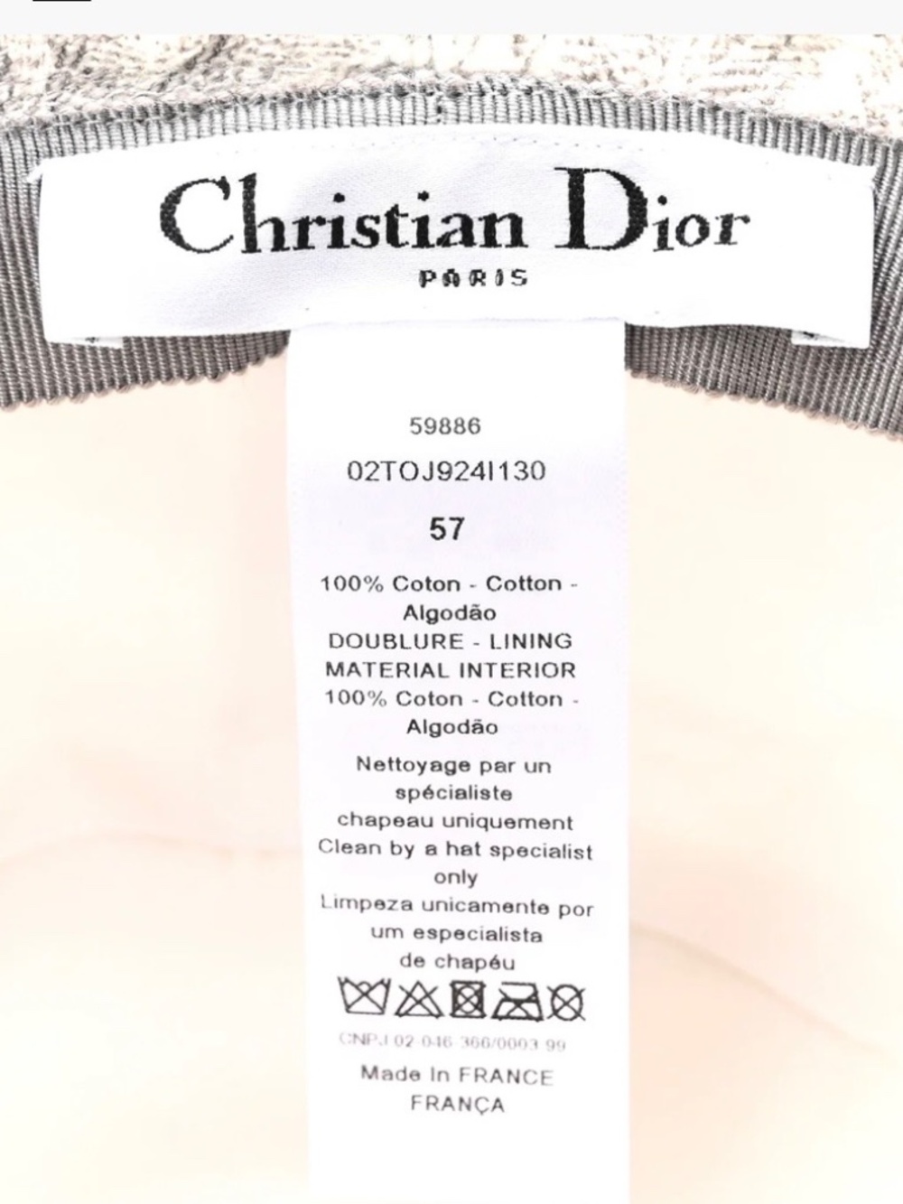 NWT DIOR Cotton Dioriviera Toile De Jouy Bob Brim Bucket Hat 57 Gray - Picture 3 of 9